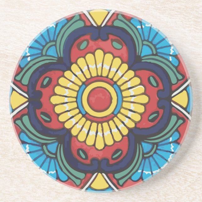 Dessous De Verre En Grès céramique mexicaine en carreaux rouges (Devant)