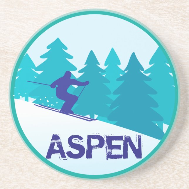 Dessous De Verre En Grès Cercle de ski d'Aspen (Devant)