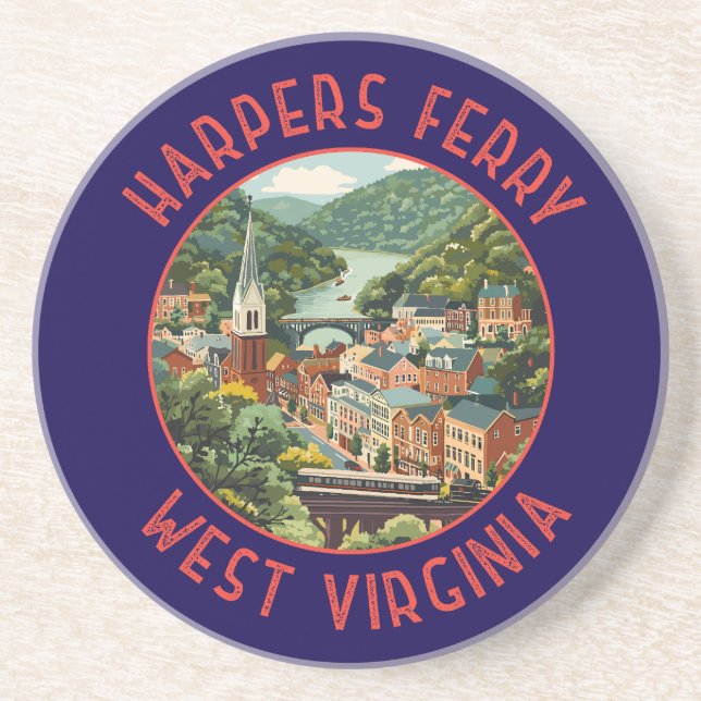Dessous De Verre En Grès Cercle en détresse de Harpers Ferry Virginie-Occid (Devant)