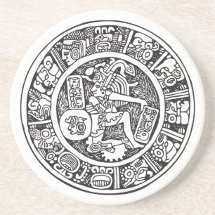 Dessous De Verre En Grès Cercle maya, hiéroglyphe mexicain(Maya)