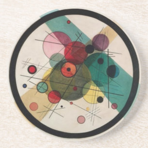 Dessous De Verre En Grès Cercles Abstraits Kandinsky dans un cercle