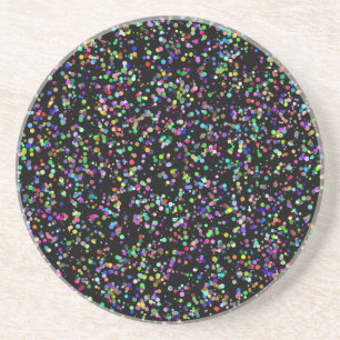 Dessous De Verre En Grès Cercles colorés bulles sur motif unique noir