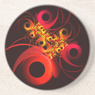 Dessous De Verre En Grès Cercles colorés Motif d'art Abstrait moderne #08
