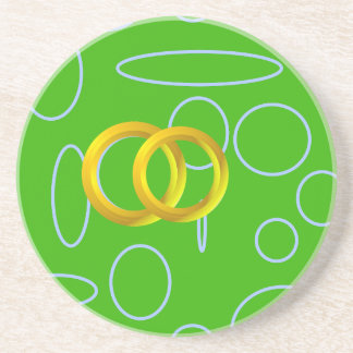 Dessous De Verre En Grès Cercles géométriques verts