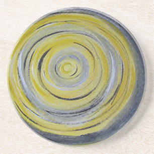 Dessous De Verre En Grès cercles jaunes de blanc gris