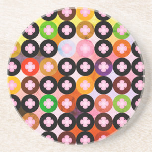 Dessous De Verre En Grès Cercles multicolores cool et Cloches roses