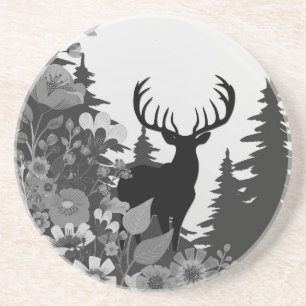 Dessous De Verre En Grès Cerf à grande ramure hors de la forêt