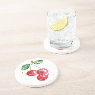 Dessous De Verre En Grès Cerise Fruit Cerises Aquarelle Cuisine grès