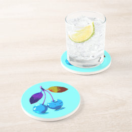 Dessous De Verre En Grès Cerises bleues vives