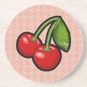 Dessous De Verre En Grès Cerises sur Fleur