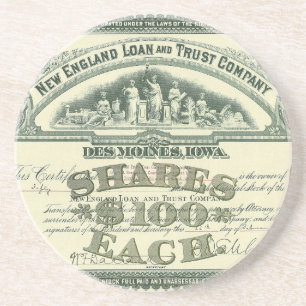 Dessous De Verre En Grès Certificat de Stock de capital vintage Business Fi
