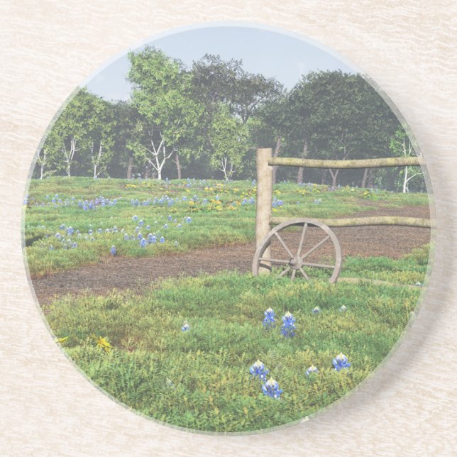 Dessous De Verre En Grès Champ de Bluebonnets (Devant)