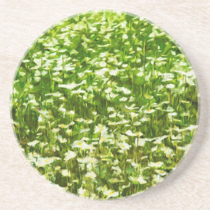 Dessous De Verre En Grès Champ de marguerites Oxeye Impressionnisme Abstrai