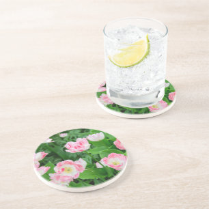 Dessous De Verre En Grès Champ de tulipes roses