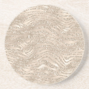 Dessous De Verre En Grès Champagne Gold Glitzy Parties scintillant Zebra Im