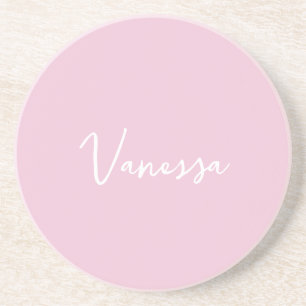 Dessous De Verre En Grès Champagne rose blush écriture moderne personnalisé