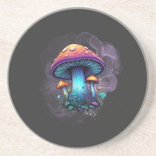 Dessous De Verre En Grès Champignons bleu super et violet avec purée