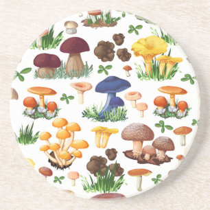 Dessous De Verre En Grès Champignons Et Herbe