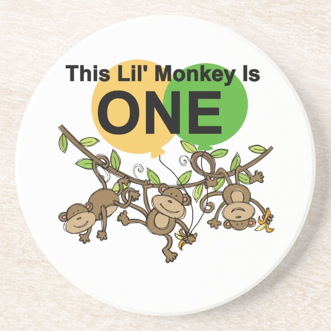 Dessous De Verre En Grès Chandails et cadeaux 1er anniversaire des singes (Devant)