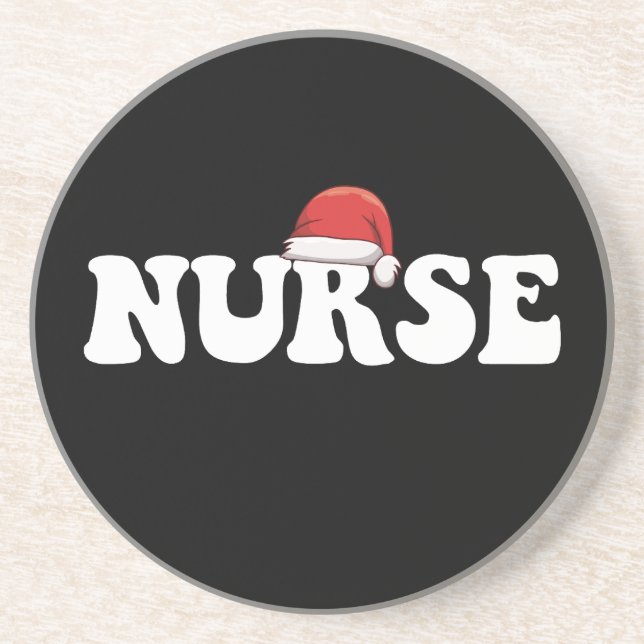 Dessous De Verre En Grès Chapeau de Père Noël infirmière Noël soins infirmi (Devant)