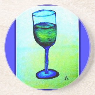 DESSOUS DE VERRE EN GRÈS CHARDONNAY EN VERRE BLEU PAR JILL