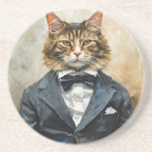 Dessous De Verre En Grès Chat en costume