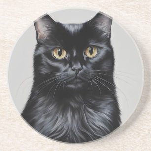 Dessous De Verre En Grès Chat noir