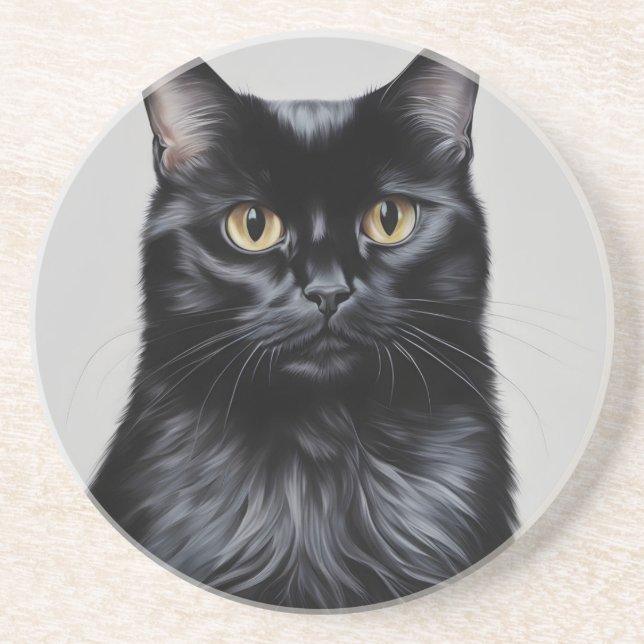 Dessous De Verre En Grès Chat noir (Devant)