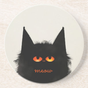 Dessous De Verre En Grès Chat noir grumeux