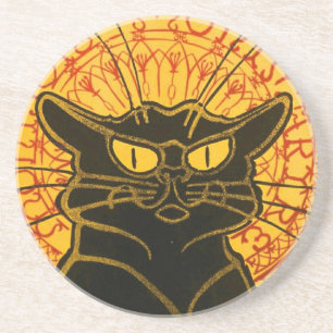 Dessous De Verre En Grès Chat noir vintage Art Nouveau Conversation Noir St