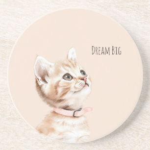 Dessous De Verre En Grès Chat pêche blanche