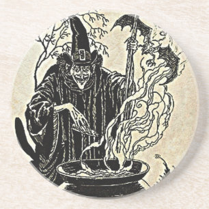 Dessous De Verre En Grès Chaudron de sorcières de Halloween