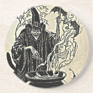 Dessous De Verre En Grès Chaudron de sorcières de Halloween