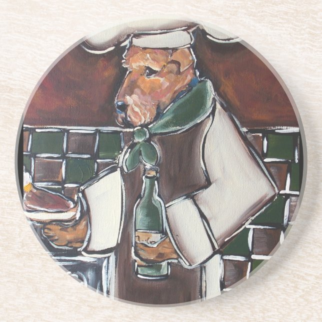 Dessous De Verre En Grès Chef Airedale (Devant)