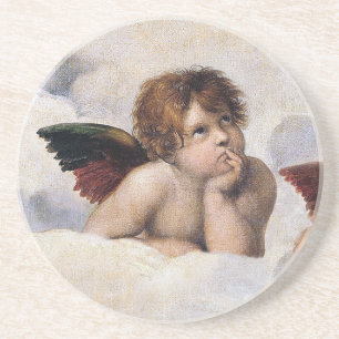 Dessous De Verre En Grès Chérubins, anges ailés peinture de Raffael 