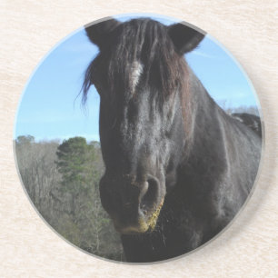 Dessous De Verre En Grès Cheval à bascule noir secouru
