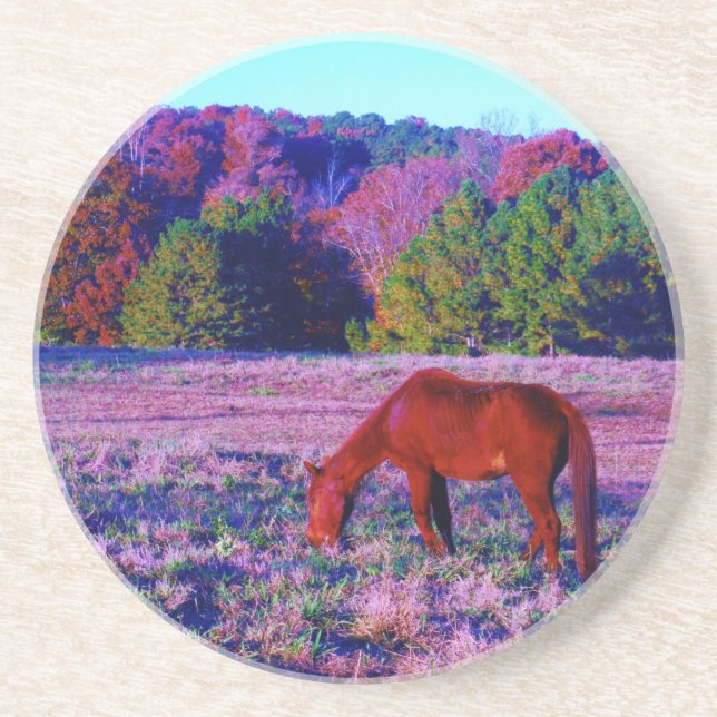 Dessous De Verre En Grès Cheval Brown en Grass violet (Devant)