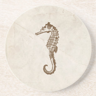 Dessous De Verre En Grès Cheval de mer vintage