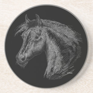 Dessous De Verre En Grès Cheval : Noir