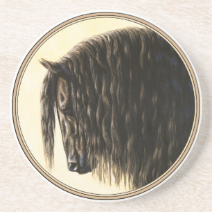 Dessous De Verre En Grès Cheval noir Friésien