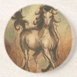 Dessous De Verre En Grès Cheval sauvage et couleurs chaudes