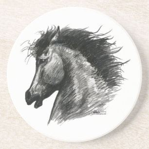 Dessous De Verre En Grès Cheval sauvage et enflammé