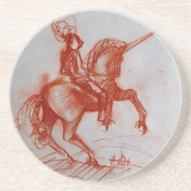 DESSOUS DE VERRE EN GRÈS CHEVALIER FLORENTINE SUR HORSEBACK (Devant)