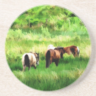 DESSOUS DE VERRE EN GRÈS CHEVAUX