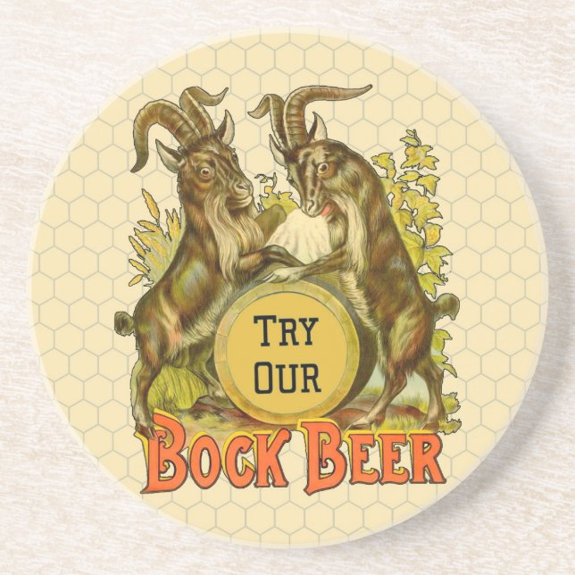 Dessous De Verre En Grès Chèvres Bock Bière Publicité (Devant)