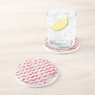 Dessous De Verre En Grès ChevronDalmatien rose et blanc