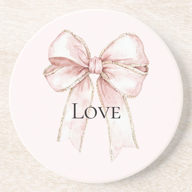 Dessous De Verre En Grès Chic Joli Bow Rose (Devant)
