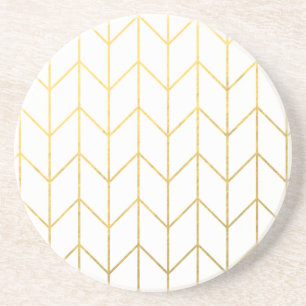 Dessous De Verre En Grès Chic moderne d'arrière - plan blanc de Chevron