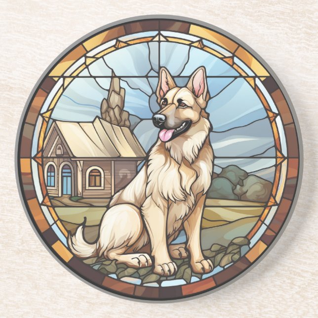Dessous De Verre En Grès Chien berger allemand en verre doux (Devant)