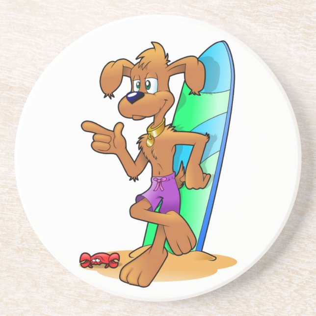 DESSOUS DE VERRE EN GRÈS CHIEN DE SURFER (Devant)